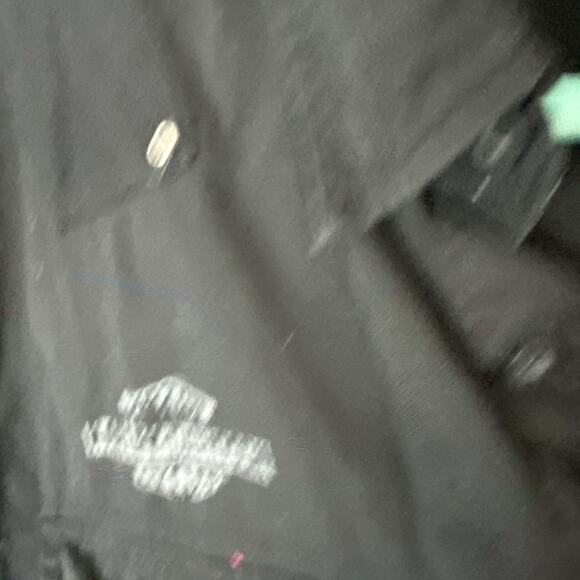 Harley Davidson Black~ Shirt~Button Front~ Cut Off Sleeves~Frayed~ Size X-Large - Picture 7 of 9